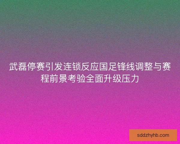 武磊停赛引发连锁反应国足锋线调整与赛程前景考验全面升级压力
