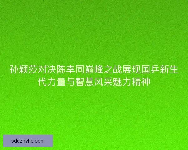 孙颖莎对决陈幸同巅峰之战展现国乒新生代力量与智慧风采魅力精神