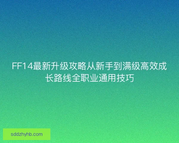 FF14最新升级攻略从新手到满级高效成长路线全职业通用技巧