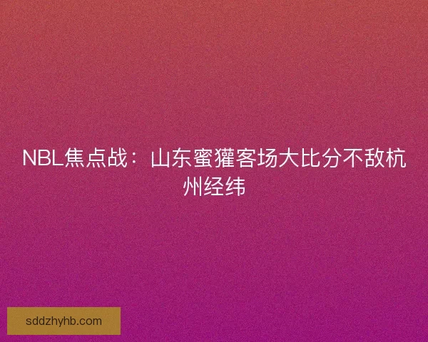 NBL焦点战:山东蜜獾客场大比分不敌杭州经纬 NBL焦点战:山东蜜獾客场大比分不敌杭州经纬
